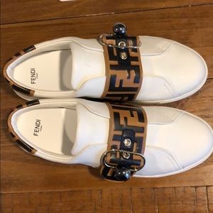 Fendi slip on shoes white